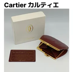 Cartier カルティエ マストライン がま口 コインケース 小銭入れ ボルドー レザー ゴールド金具 ヴィンテージ 財布 レディース メンズ ユニセックス 本革 ロゴ刻印 ハイブランド  コンパクト 美品 レトロ