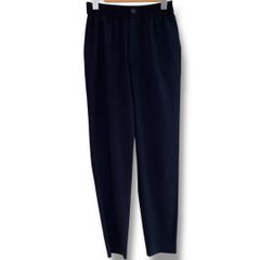 HYKE ハイク STRECH TAPERED PANTS ウエストゴム 伸縮性 テーパードシルエット フルレングス オフィスカジュアル 大人きれいめ 日本製 ネイビー 1 Sサイズ レディース 夏 ゴーゴー古着セントラルパーク名古屋店No.770