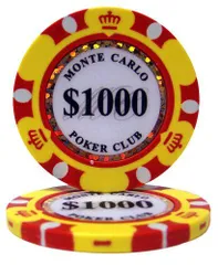 【ノーブランド品】モンテカルロ 13.5g ポーカーチップ 25枚セット イエロー $1,000