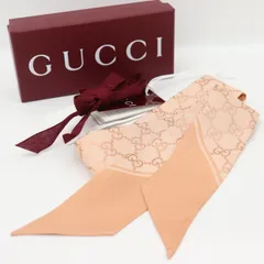 国内直営GUCCI ホースビット付き GGプリント シルク ネックボウ