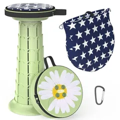 【人気商品】ALEVMOOM 椅子 折りたたみ椅子 おりたたみいす 伸縮スツール 折りたたみいす 折り畳み椅子 高さは45cmまで調整可能 伸縮式 耐荷重200kg 軽量 コンパクト 持ち運び便利 クッション カラビナ つき アウトドア キャンプ ハイキン