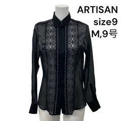 ◇アルチザン ARTISAN シアーブラウス シャツ 長袖 レース 刺繍 ブラック 黒 9 M 9号 レディース S5U346のサムネイル
