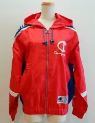 Champion チャンピオン ジャケット アノラック フード付き アウター フルジップ ウインドブレーカー Mサイズ 赤ｘブルーｘ白 mthsikk a201h0414