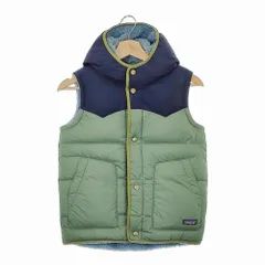 patagonia KID'S REVERSIBLE BIVY HOODY VEST キッズ リバーシブル 68320 ダウンベスト 22AW グリーン Lブルー パタゴニア【中古】5-0205T♪