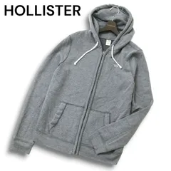 HOLLISTER ホリスター 秋冬 ロゴ刺繍★ 裏起毛 ジップアップ フーディー パーカー Sz.S メンズ 灰 グレー