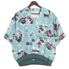 未使用品 DAIRIKU(ダイリク) クリフ アロハ リブ シャツ オープンカラー 開襟 プルオーバー ハワイアンシャツ サイズL 古着