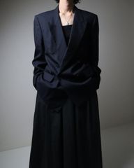 pinhead stripe double breasted tailored jacket dark navy ピンヘッド ストライプ柄 ダブル ブレステッド テーラードジャケット ウール 濃紺 ネイビー 70s 80s