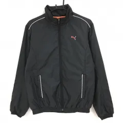 【美品】プーマ 中綿ジャケット 黒 パイピング白 ロゴレッド メンズ L ゴルフウェア PUMA