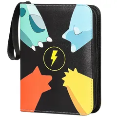 トレカ ファイル カードバインダー カード ファイル 4ポケットバインダー400枚のカード収納可能 トレカやカードゲームの収納に人気 誕生日・お正月・クリスマスプレゼント (青い) 0