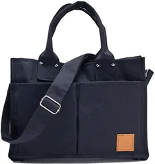 sleeping sheep(スリーピング シープ) スリーピングシープ 小ぶりで可愛い 機能 キャンバス トートバッグ 内防水 仕切りあり 2way ショルダーベルト付き ポケット 修正版 ブラック(修正版 ブラック)