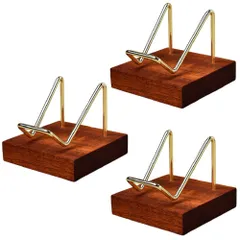 koundeneko ディスプレイスタンド 3個セット 小型 木製台座 イーゼルスタンド 原石 水晶玉 置き台 クリスタルスタンド 卓上 フォトフレーム 展示スタンド 本立て 天然石 標本 皿 コレクション 展示台