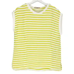 ETRO エトロ ノースリーブ ボーダー柄 オーバーサイズ カットソー/シルク混 イエロー ホワイト Mサイズ相当【中古】 レディース