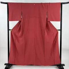 色無地 身丈157cm 裄丈64.5cm M 袷 ピンク 正絹 優品 一つ紋 【中古】