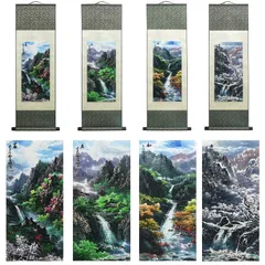 真作/春隣/山水鹿図/布袋屋掛軸HI-133