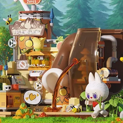 正規品 labubu 森の秘密基地：ジュース工場ver 日本未発売 POP MART インテリア フィギュア 組み立てブロック かわいい おしゃれ プレゼント ラブブ