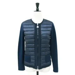 MONCLER モンクレール カーディガン ネイビー 紺 サイズ:XS ダウン ニット カーディガン / MAGLIA TRICOT ALLA COREANA ブルゾン 切替 ジップ コットン ナイロン トップス【レディース】のサムネイル