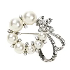 [ティグロス] TIGLOSS ブローチ コサージュ パール 結婚式 卒業式 入学式 フラワー セレモニー フォーマル ジャケット スーツ ギフト 贈り物 お呼ばれ ドレス パーティー ピン クリップ 専用BOX付 シルバー