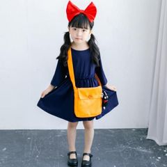 ハロウィン衣装 ドレス 魔女 宅急便 キキ風 コスプレ 子供用 キッズ ワンピース コスチューム 仮装 姫様 イベント 魔女 なりきり リボン付き