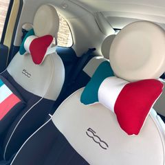 No.360  リボン型ネックパッド2点セット　ハンドメイド　FIAT アバルト　パンダ　アルファロメオ