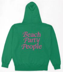 プルオーバーパーカー　ビーチ　beach ユニセックス　グリーン×ピンク