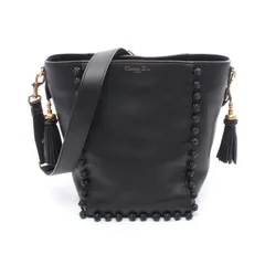 ディオール Dior ショルダーバッグ バケットバッグ ブラック レザー フリンジ付き ショルダーバッグ レディース Used A