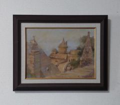 【送料無料】油絵「モンサンミシェルにて」 No.200