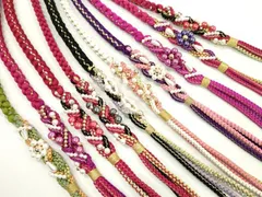 平和屋着物●和装小物　振袖用飾り付き帯締め１０本セット　パール　花　ハート　金糸　逸品　CAAX8203ju