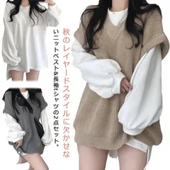 トップス ベスト チュニック オーバーサイズ ニットベスト フレンチスリーブ サマーニットベストセット レディース レイヤード ベスト サマーニットベストセット 重ね着 お尻が隠れる ケーブルニット #timon606927