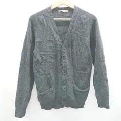◇ ⊇ UNIQLO ユニクロ ウール100% 長袖 カーディガン サイズL ダークグレー メンズ レディース E  【1506130013327】