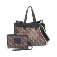 コーチ COACH トートバッグ フィールド 89355 ブラウン/ブラック PVCコーティングキャンバス レザー フィールド 30 ウィズ ホースアンド キャリッジプリント トート