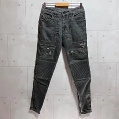 DIESEL ディーゼル D-Derrot JO99 ストレッチ バイカー デニム パンツ ジョグライダース ジーンズ ボトムス W28 グレー メンズ SG306-20