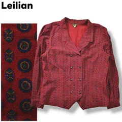 【希少デザイン】 レリアン Leilian 小紋柄 薄手 ジャケット 11 ワインレッド ♪