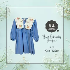 【新品未使用】キッズ　ワンピース　子供服　刺繍　刺しゅう　長袖　90cm 100cm 110cm 120cm