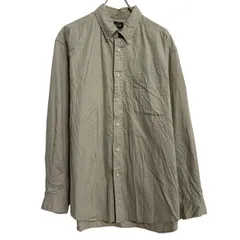 DOCIKERS 長袖 無地シャツ L ベージュ ドッカーズ ボタンダウン 胸ポケット ワンポイント 刺繍 古着卸 アメリカ仕入 a701-5573