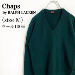 Chaps by Ralph Lauren チャップス◎ウール100% Vネックニット Mサイズ グリーン 秋冬 定番 オフィスカジュアル メンズセーター