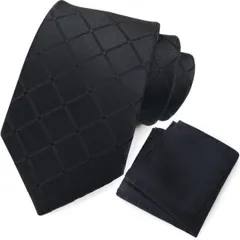 FANGXI  フォーマル ネクタイ チーフ セット 幅8cm アイロン イージーケア メンズ 领带 ビジネス 冠婚葬祭 礼服 法事 就活 忘年会 卒業式 二次会 黒ネクタイ 高級 ギフトボックス付き T980