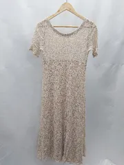 ◇ ⊂ mystic ミスティック 花柄 レース 半袖 ロング ワンピース サイズF ベージュ レディース E  【1412260016872】