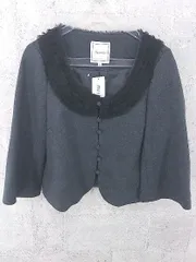 ◇ anatelier アナトリエ 七分袖 ノーカラー ジャケット 38 ダークグレー系　ブラック * 【1002799294874】