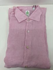 [40サイズ]FINAMORE 1925 Tokyo Slim Fit Linen Shirt in Light Pink　メンズ　シャツ　ピンク