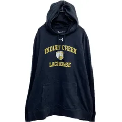 UNDER ARMOUR プリントスウェット パーカー XL ブラック アンダーアーマー 裏起毛 プルオーバー 古着卸 アメリカ仕入 a708-5955