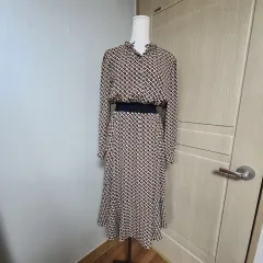 ZOOC 幾何学 パターン ウエストゴム フレア ロング ワンピース ( 66 (新品の服の状態)