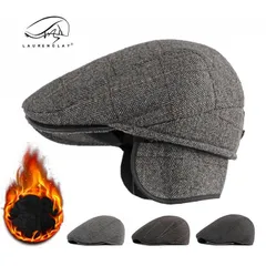 ハンチング帽 メンズ 裏フリース チェック柄 キャップ 帽子 ゴルフ 耳あて付き 暖かい オシャレ シンプル 保温 防寒 大人 秋冬 ceqing25