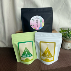 高級煎茶＆三角ティーバッグ10個入り３点セット(深蒸し茶、玄米茶)