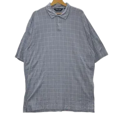 POLO GOLF RALPHLAUREN ポロゴルフ ラルフローレン 半袖 ポロシャツ チェック柄 オーバーサイズ ビッグサイズ PERU製 XLサイズ ブルー