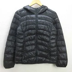 C■ユニクロ/UNIQLO ウルトラライトダウンジャケット フード/収納袋付き【M】黒/LADIES■m16【中古】