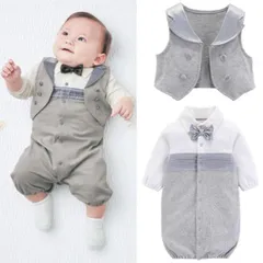 ☆新品☆ベビー ロンパース ツイード チェック フォーマル 男の子 0-24ヶ月 新生児 幼児 出産祝い 入園 お食い初め 七五三 蝶ネクタイ フォーマル 子供服 ベビー タキシード ベビースーツ