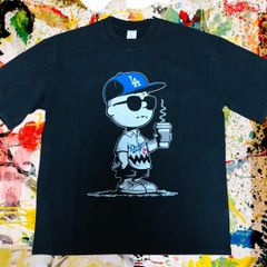 ドジャース チャーリーブラウン リプリント ウォッシュ Tシャツ 半袖 黒 新品未使用 レトロ 個性的 奇抜 エモい カットソー 攻め 前衛的 衣類 トップス お洒落 ハイデザイン 新品<! チャーリーブラウン Tシャツ カットソーメンズ 半袖 ブルー 野球