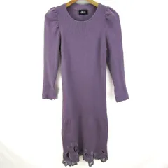 ジルスチュアート ニットワンピース トップス 長袖 ロング丈 刺繍 レディース FRサイズ パープル JILLSTUART 【中古】