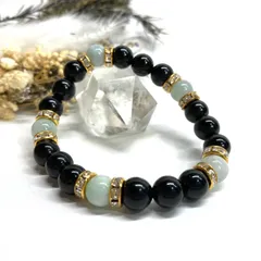 パワーストーン ブレスレット ラブラドライト&水晶&クラック水晶 天然石ブレスレット （ゴールド）8mm レディース 女性  数珠ブレス 開運 プレゼント ギフト  [n]
