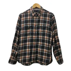トミーヒルフィガー TOMMY HILFIGER シャツ カジュアル ネル ボタンダウン チェック 長袖 L グレー オレンジ